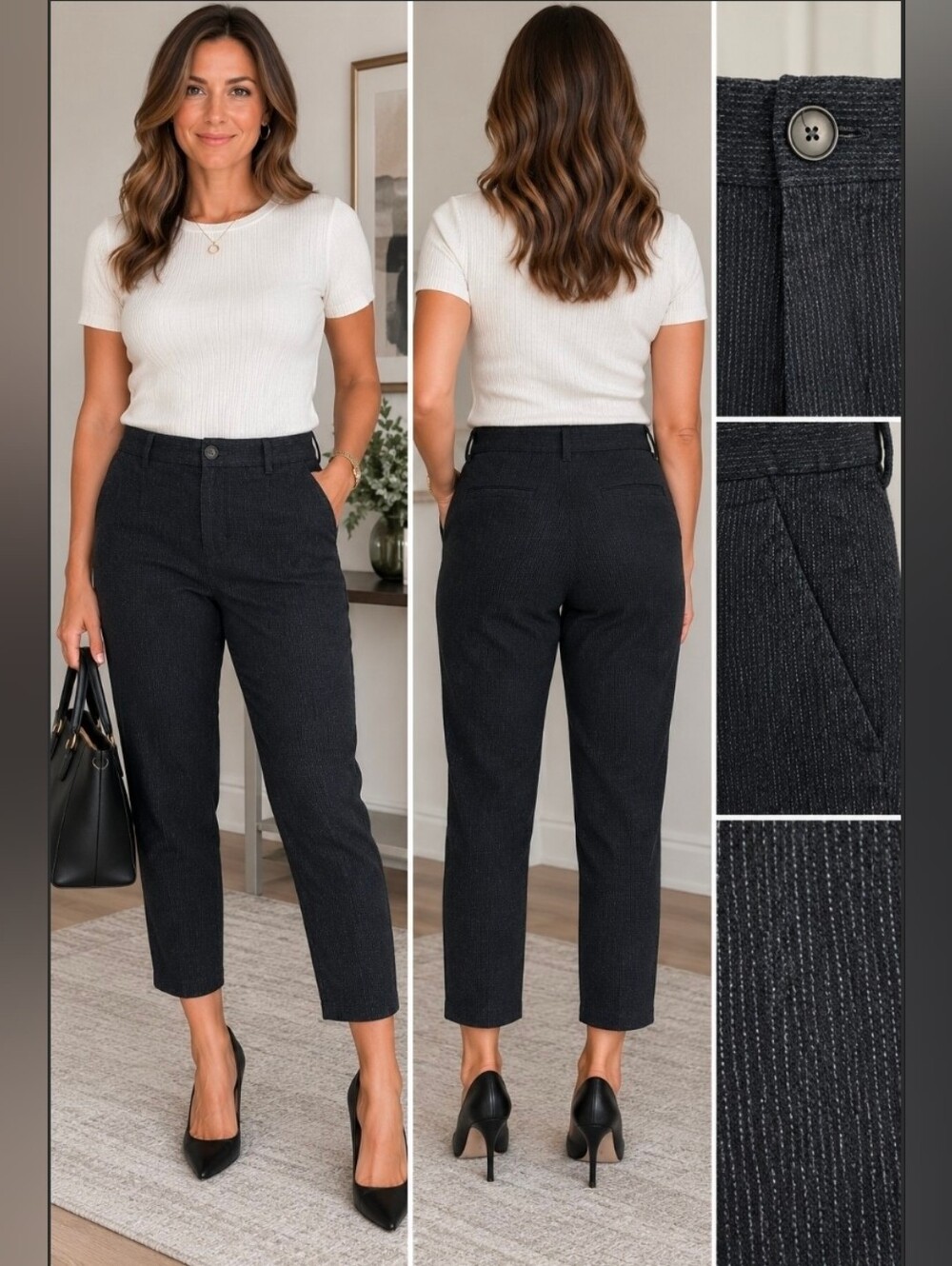Zara Dark Navy pants- Classic Straight Fit cropped